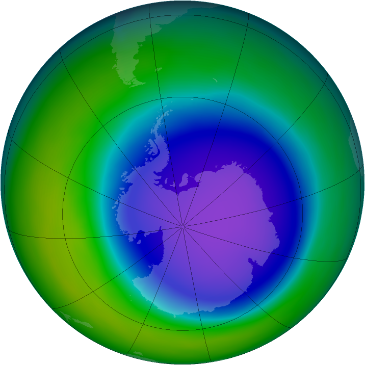 Antarctic ozone map for October 2006